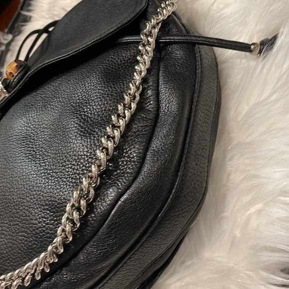 Gucci Pebble Leather Jungle Hobo Purse. Large XL Hobo Chain & Bamboo Accents - Picture 7 of 17